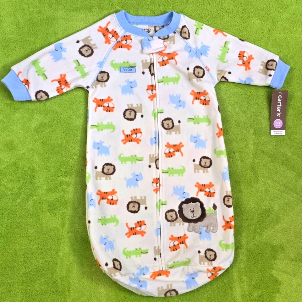 NWT 0-9M baby Boys Sleep Sack Bag Carter’s Wild Animals Tiger Lion Elephant (M2)